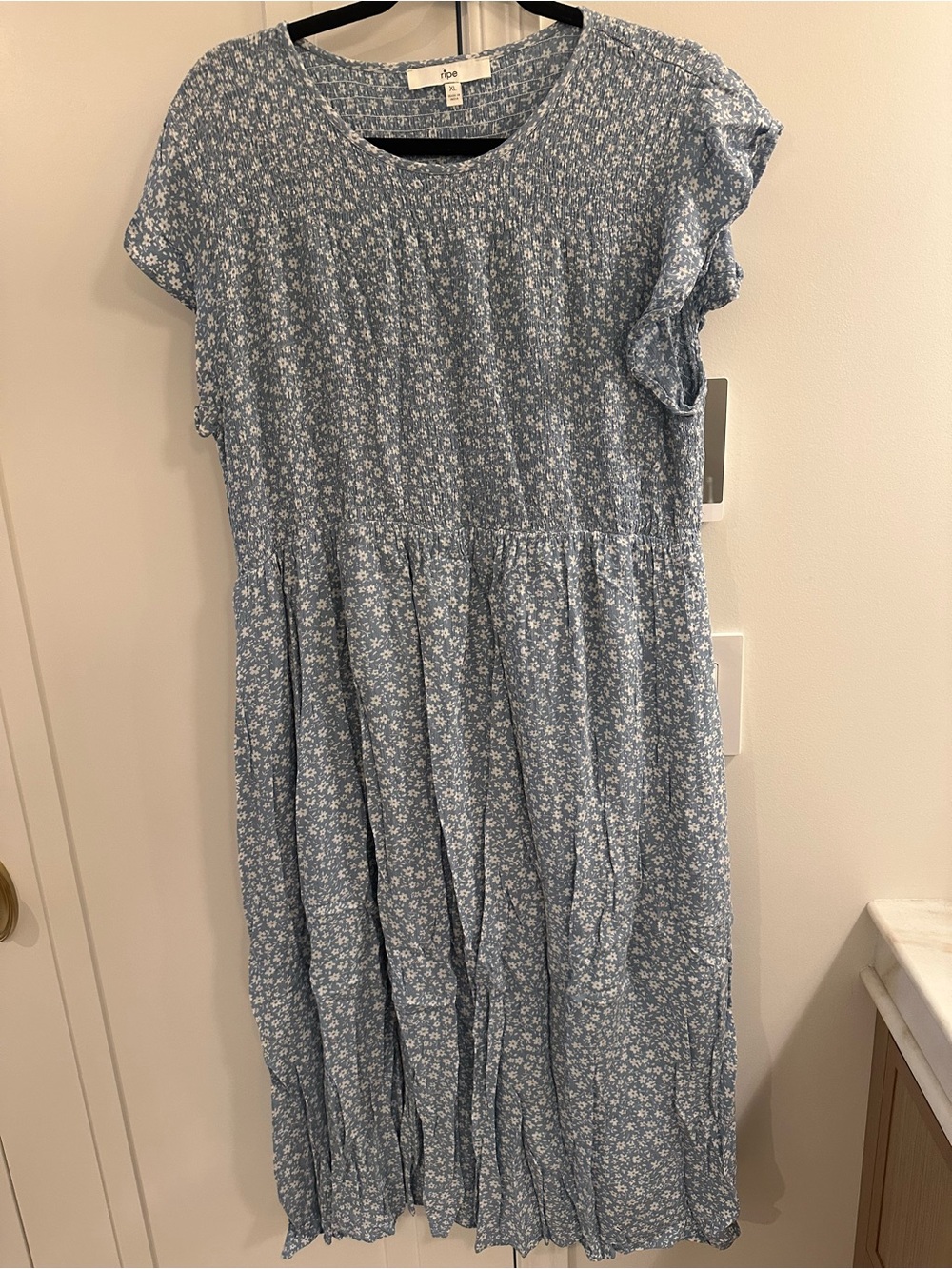 Ripe Ava Floral Shirred Midi Maternity Dress